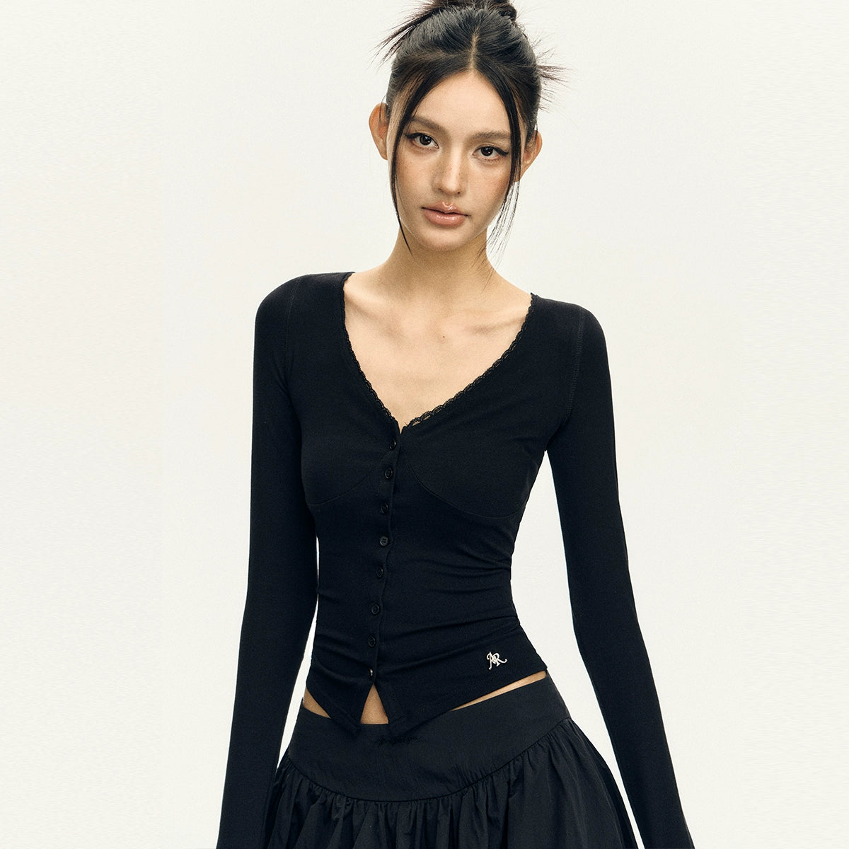 Side Puff Knitted Cardigan