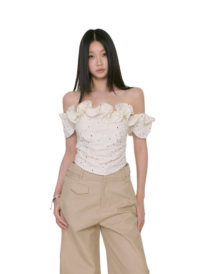 Sofia Ruffle Dot Off-Shoulder Top