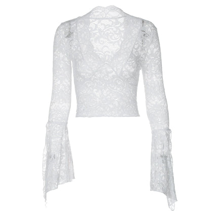 Celeste Flared-Sleeve Lace Top