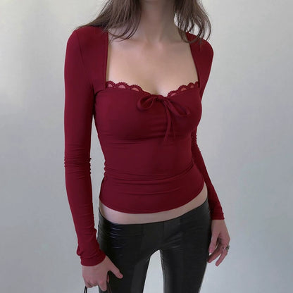 Selene Lace Trim Bow Top