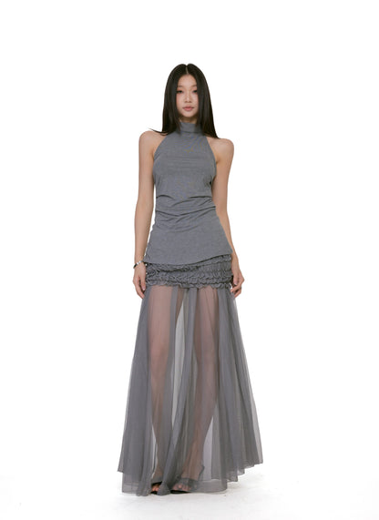 Elira Sheer Ruched Maxi Dress