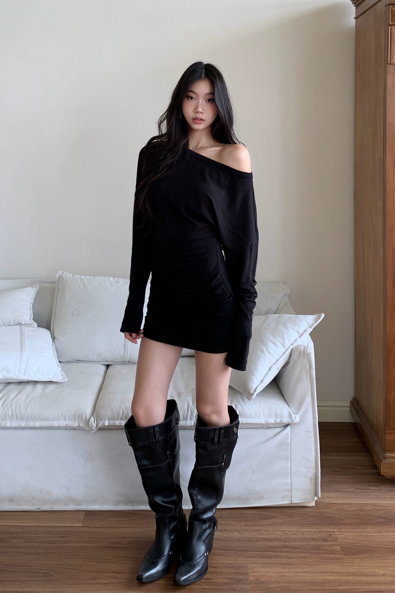 Ava Off-Shoulder Knit Mini Dress