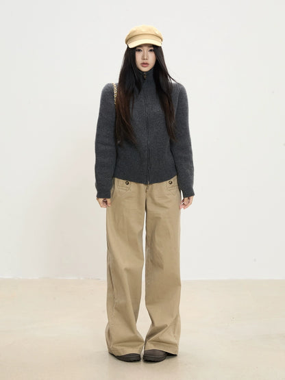 Rhea Button Detail Wide-Leg Pants