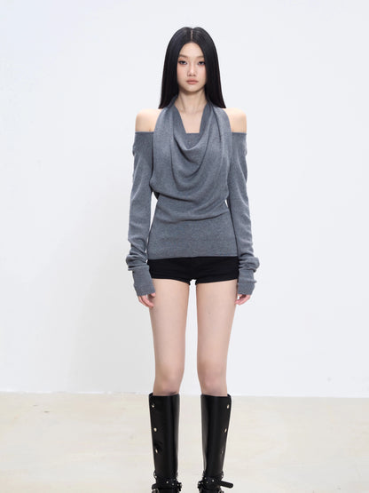 Lina Drape Off-Shoulder Knit Top