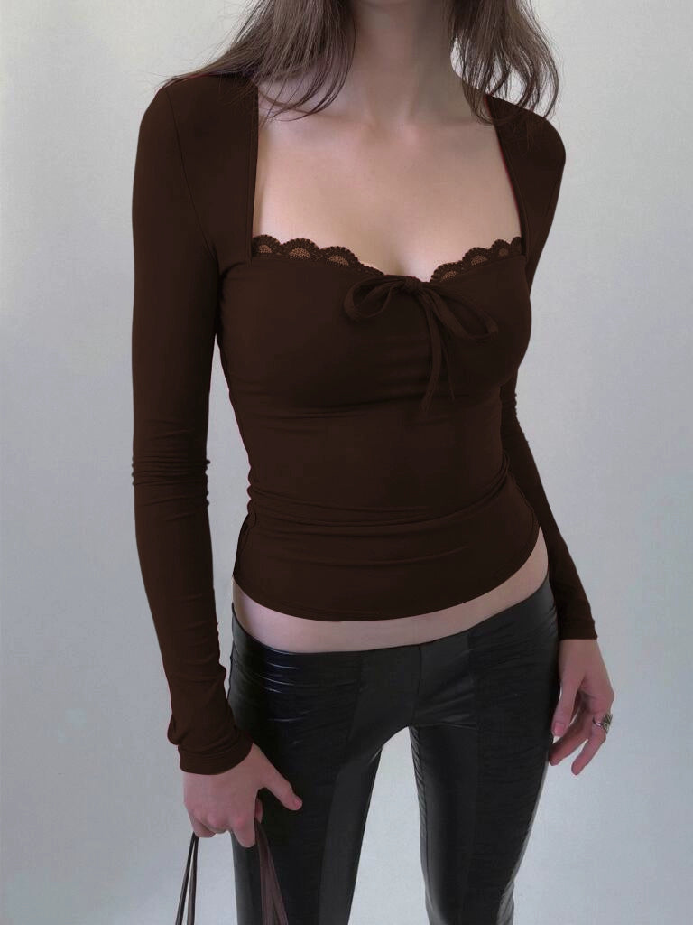 Selene Lace Trim Bow Top