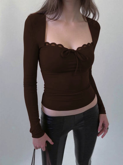 Selene Lace Trim Bow Top