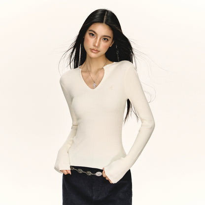 Bianca V Long Sleeve Knitted Sweater