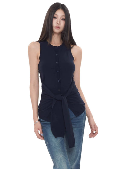 Rhea Front-Tie Sleeveless Top