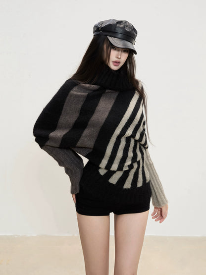 Mira Striped Turtleneck Knit Sweater