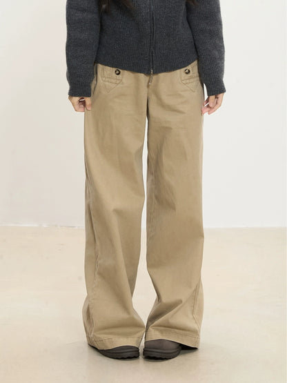 Rhea Button Detail Wide-Leg Pants
