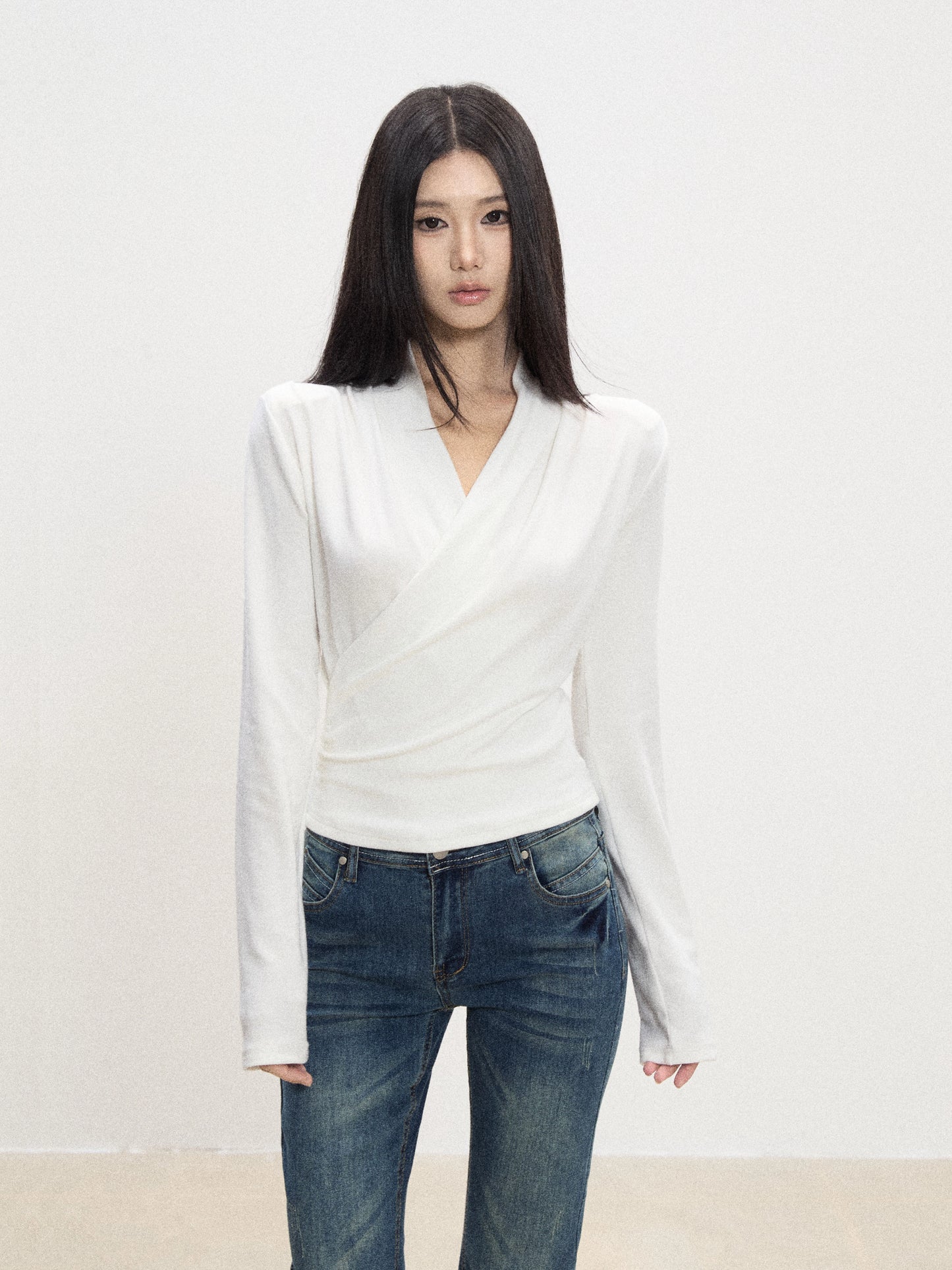 Mina Wrap Front Knit Top