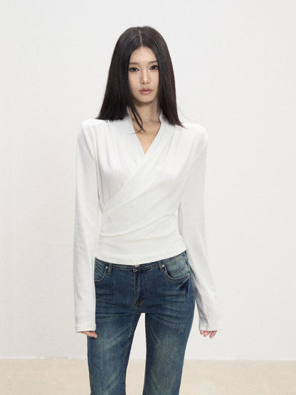 Mina Wrap Front Knit Top
