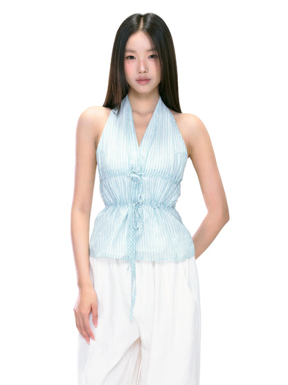 Isla Striped Tie Halter Top