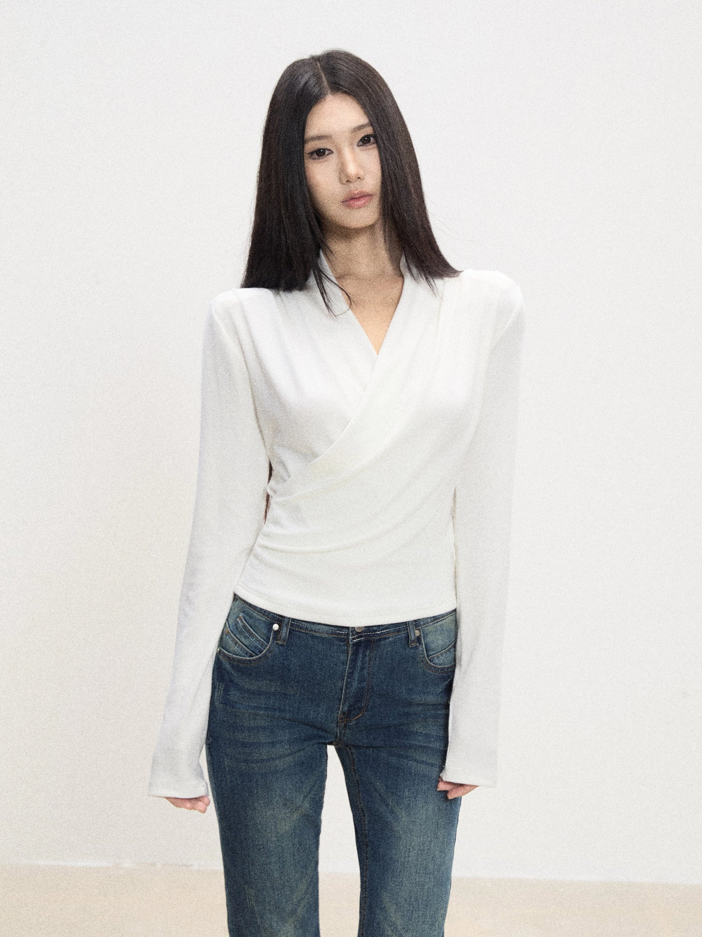 Mina Wrap Front Knit Top