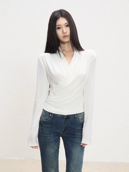 Mina Wrap Front Knit Top