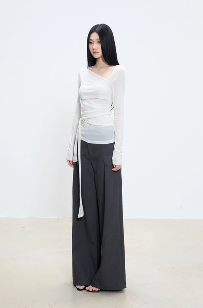 Isola Asymmetrical Wrap Long Sleeve Top