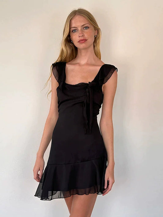 Elowen Ruffle Bow Mini Dress