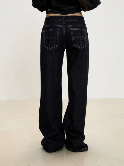 Elara Dark Indigo Wide-Leg Jeans