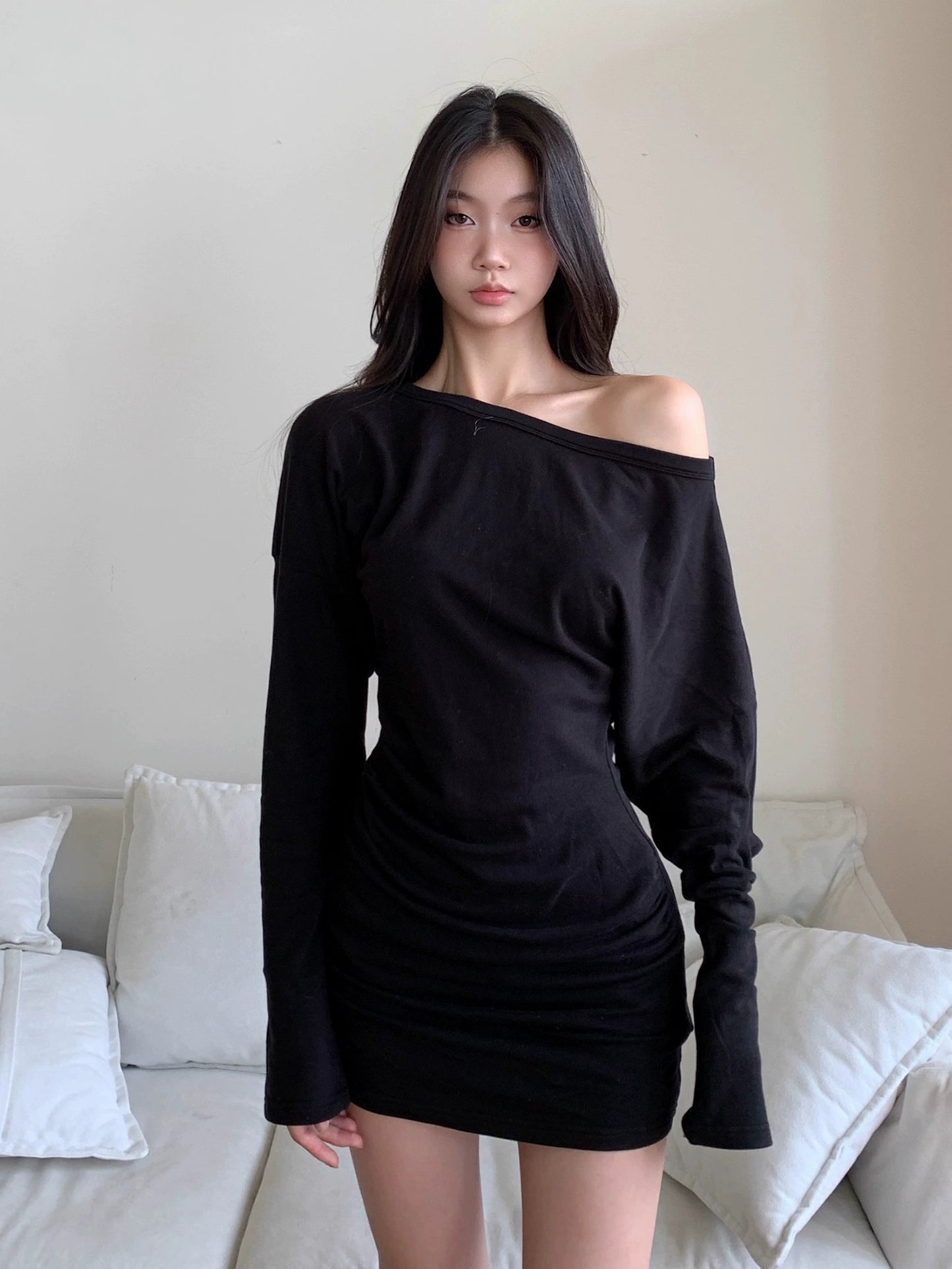 Ava Off-Shoulder Knit Mini Dress