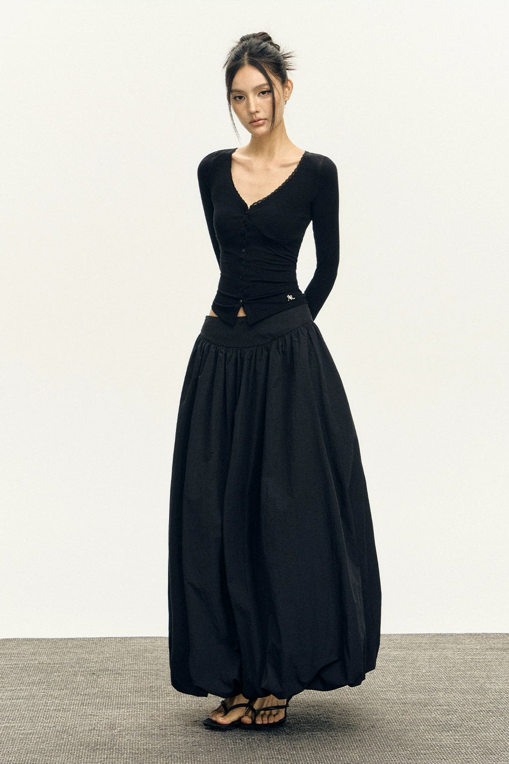 Side Puff Knitted Cardigan