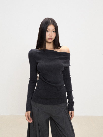 Elara Off-Shoulder Slim Knit Top