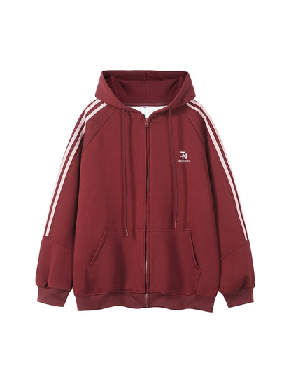 Aster Oversized Triple-Stripe Zip Hoodie