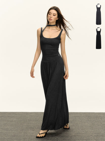 Kayla Retro Halterneck Slip Maxi Dress