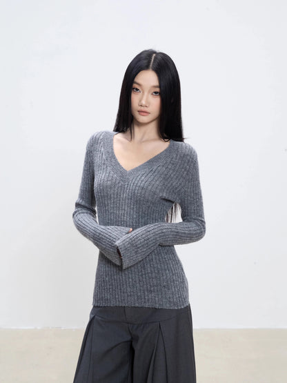 Aira Ribbed V-Neck Sweater