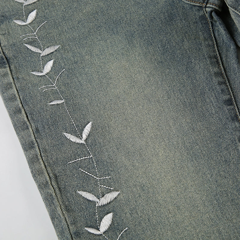 Whisper Bloom Low-Rise Embroidered Flare Jeans