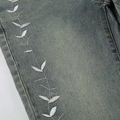 Whisper Bloom Low-Rise Embroidered Flare Jeans