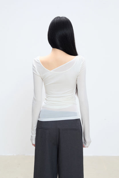 Isola Asymmetrical Wrap Long Sleeve Top