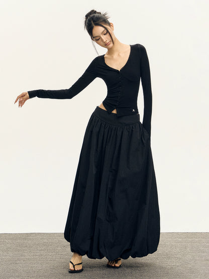 Side Puff Knitted Cardigan