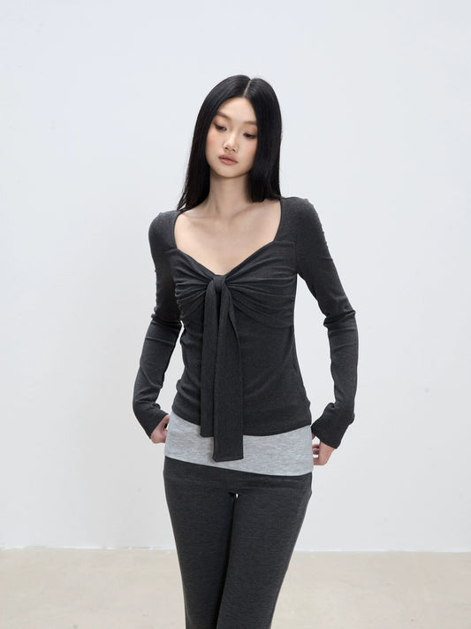 Aila Front Tie Knit Top