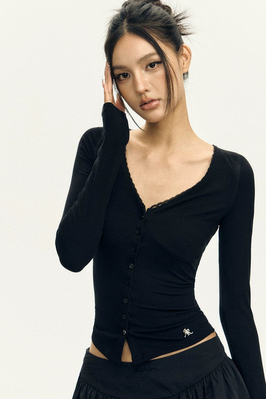 Side Puff Knitted Cardigan