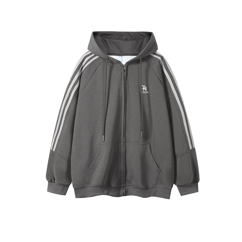 Aster Oversized Triple-Stripe Zip Hoodie