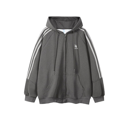 Aster Oversized Triple-Stripe Zip Hoodie