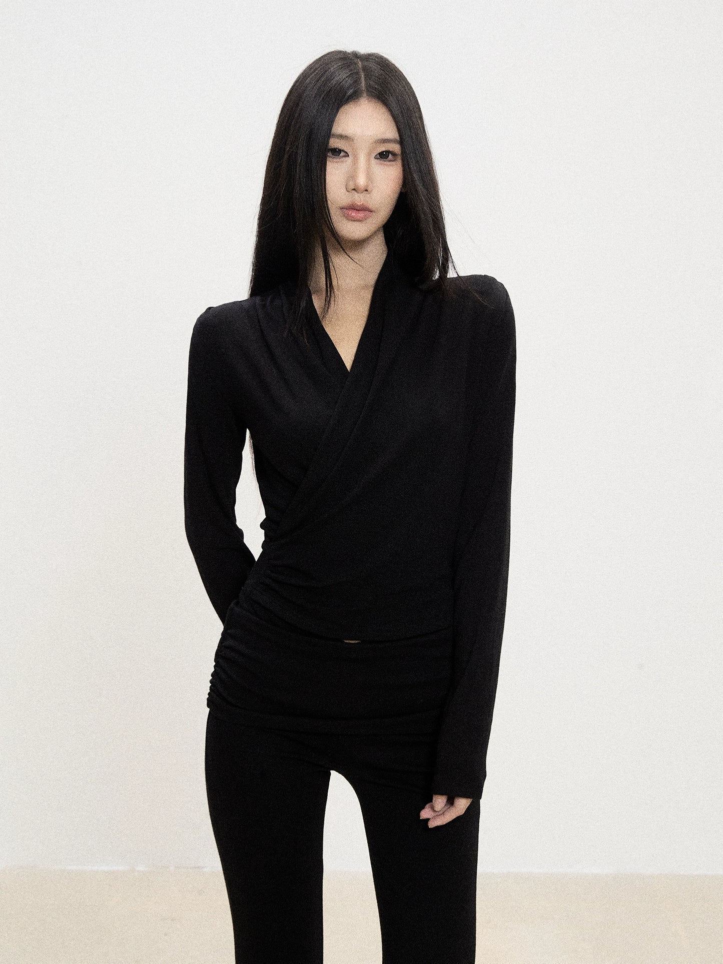 Mina Wrap Front Knit Top