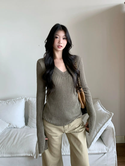 Aira Ribbed V-Neck Sweater