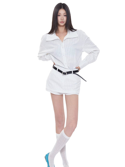 Sera Classic Striped Shirt & Mini Skirt Set