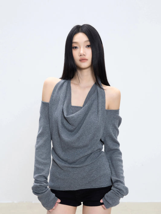 Lina Drape Off-Shoulder Knit Top