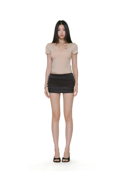 Nia Notch-Neck Fitted Tee