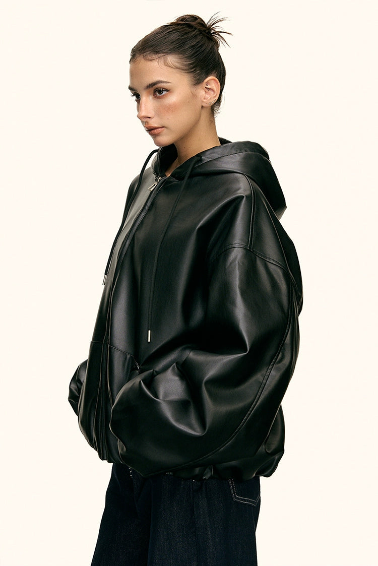 Urban Luxe Oversized Faux-Leather Jacket