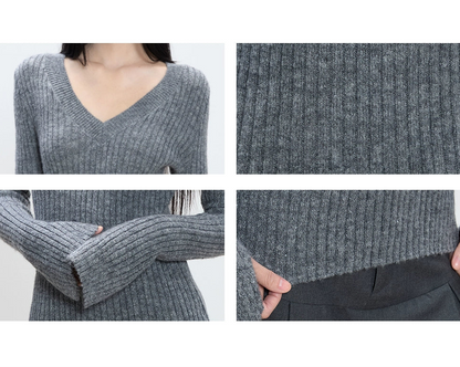 Aira Ribbed V-Neck Sweater