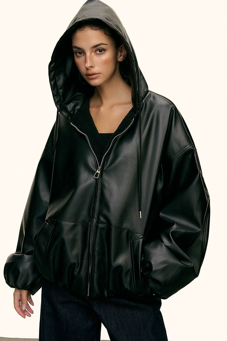 Urban Luxe Oversized Faux-Leather Jacket