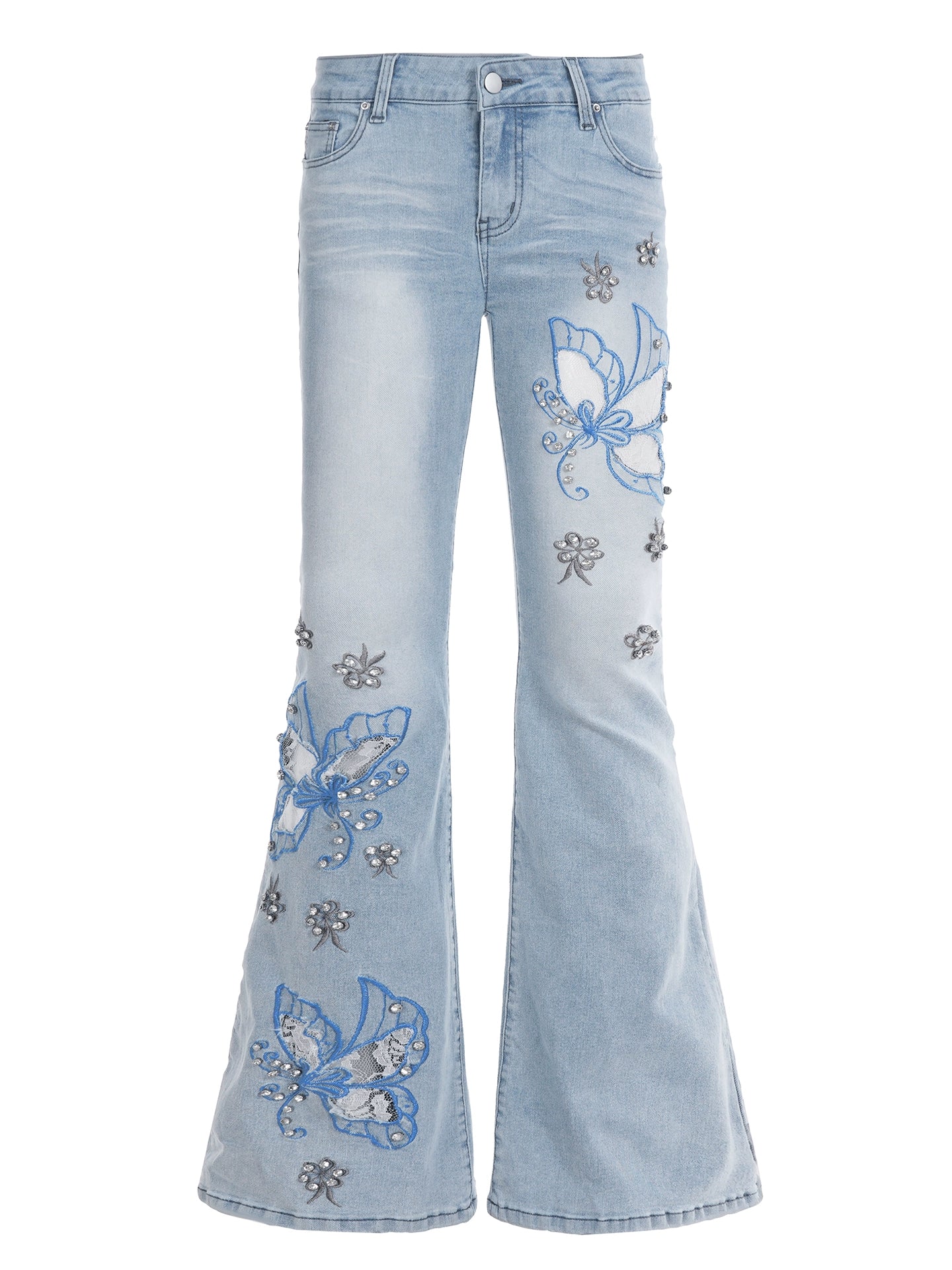 Celeste Butterfly Embroidered Flare Jeans