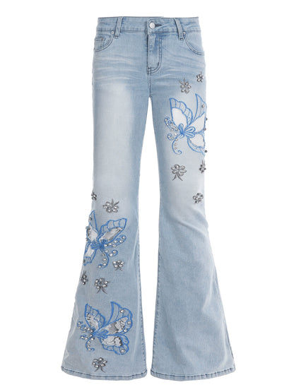 Celeste Butterfly Embroidered Flare Jeans
