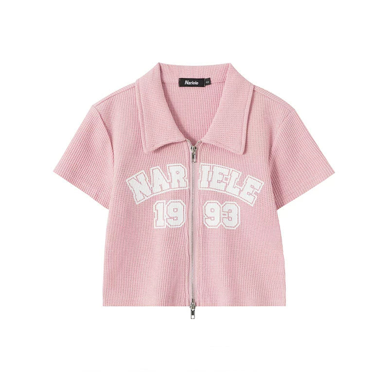 Narele Zip-Up Ribbed Tee