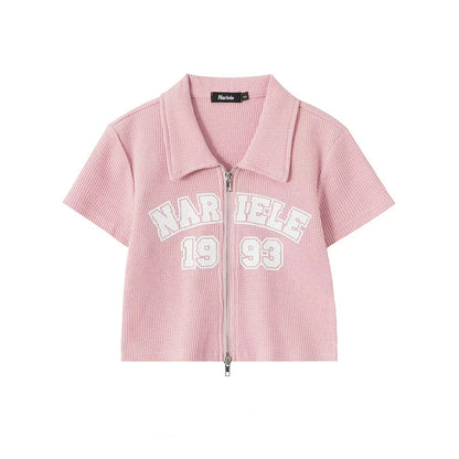 Narele Zip-Up Ribbed Tee