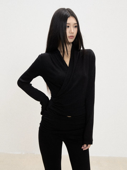 Mina Wrap Front Knit Top