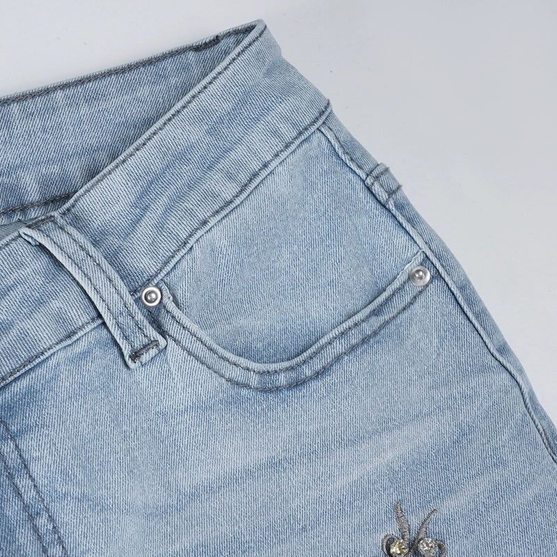 Celeste Butterfly Embroidered Flare Jeans